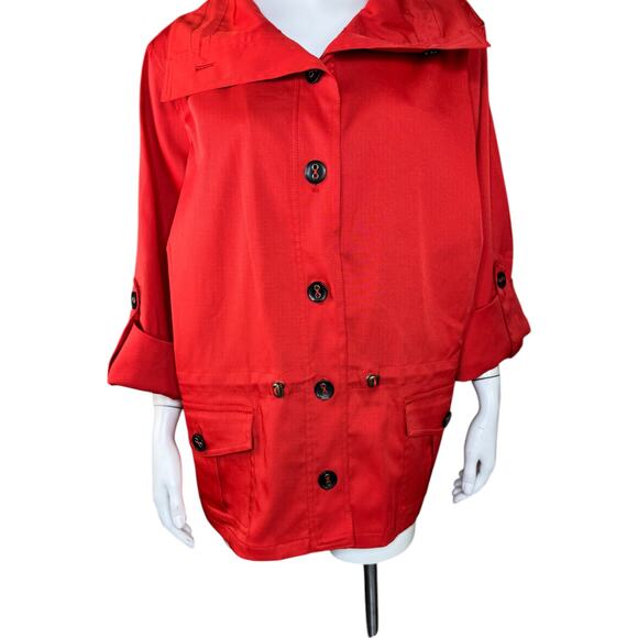 Ruby Rd. Women's 16W Button Front Jacket 3/4 Sleeves Red-Orange Pockets - Picture 5 of 13